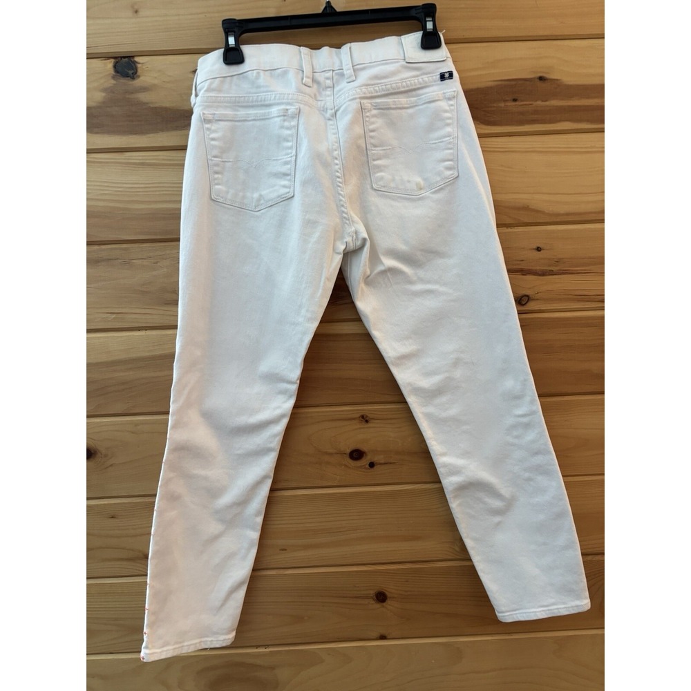 Irving & Fine Lucky Brand Women's Charlie Capri 6/28 White Orange Embroidery - Picture 4 of 7
